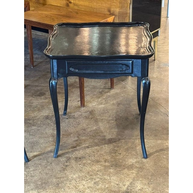 Pair of Vintage French Provincial Black Side Tables For Sale - Image 4 of 7