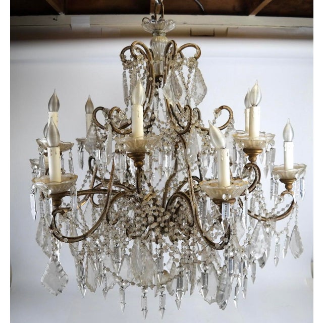French Mid 20th Century Louis XV Style Bronze and Crystal Twelve-Light Chandelier For Sale - Image 3 of 5