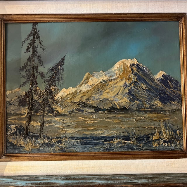 American Oil on Artist Board Framed Signed Mount McKinley Made by American Artist La Priel Stephan (1923-1919) Made in 1969 For Sale - Image 3 of 12