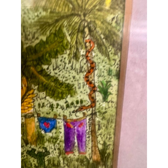 1990s Tiny Caribbean Church Watercolor by I. Kentho, Tobago, 9” X 7” Framed For Sale - Image 4 of 11