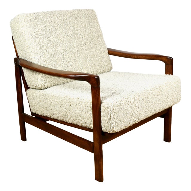 Vintage Lounge Chair in Boucle by Z. Bączyk For Sale