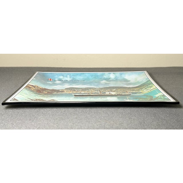 Up for sale is a Vintage 1970’s New Orleans LeBlanc-Parr Inc. Harrison Line Gulf of Mexico Steamship Motif Smoked Glass...