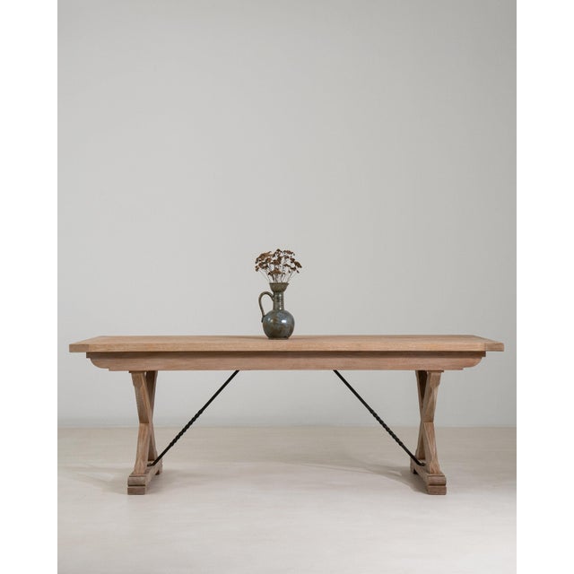 19th Century France Antique White Wood Dining Table For Sale - Image 4 of 11