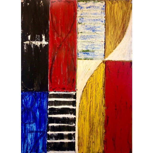 Joan Kahn, Joan Kahn Rome Vibrant Bold Color Abstract Expressionist Modernist Oil Painting, 1987 For Sale