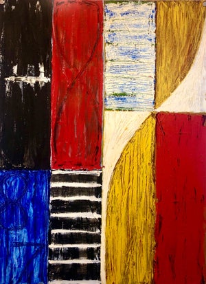 Joan Kahn, Joan Kahn Rome Vibrant Bold Color Abstract Expressionist Modernist Oil Painting, 1987