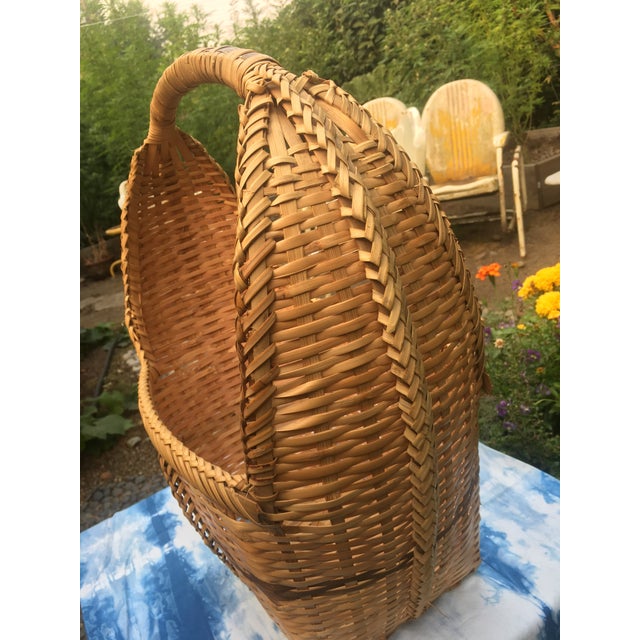 Vintage Large Flat Weaved Wood Basket Chairish