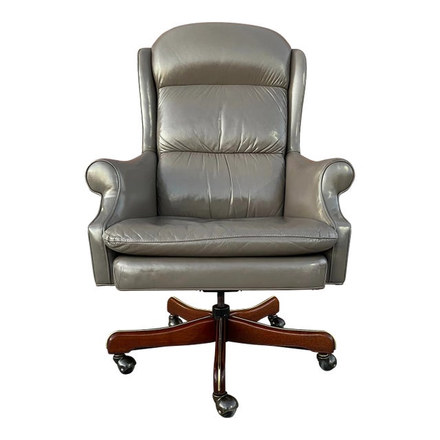 Traditional Wingback Executive Chair From Leathercraft For Sale