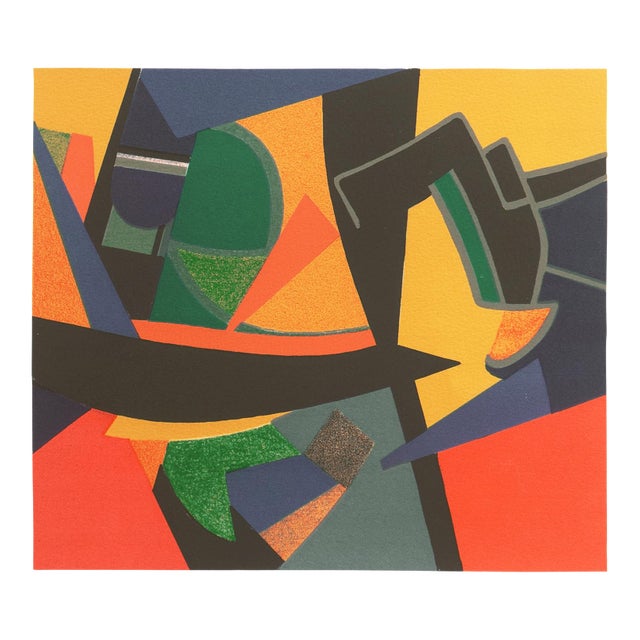 'Abstract in Coral and Gold' by Maurice Estève, Academie Colarossi, Grand Prix National Des Arts For Sale