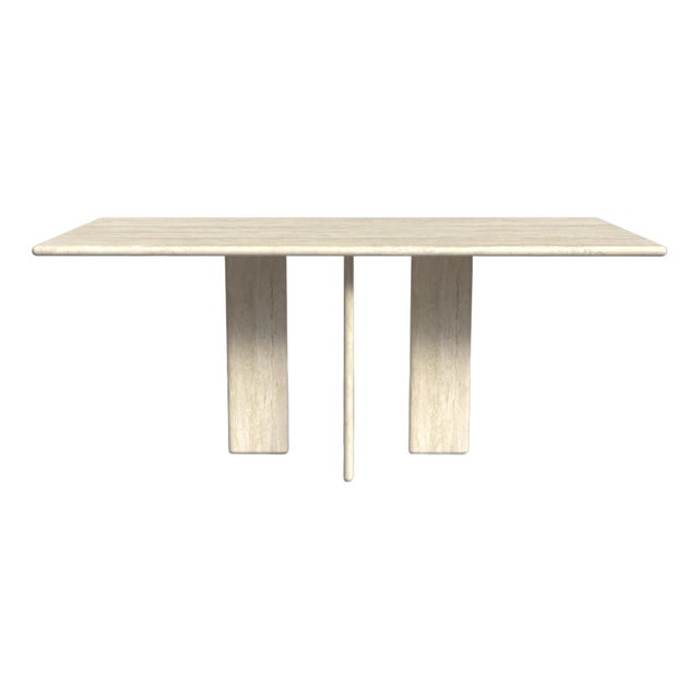 Luna Rectangular Travertine Dining Table 76" For Sale
