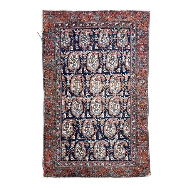 1930s NATURE'S ULTRASOUND All-Over Circle of Life Boteh Zoroastrian Flame Rug 4 x 6 For Sale
