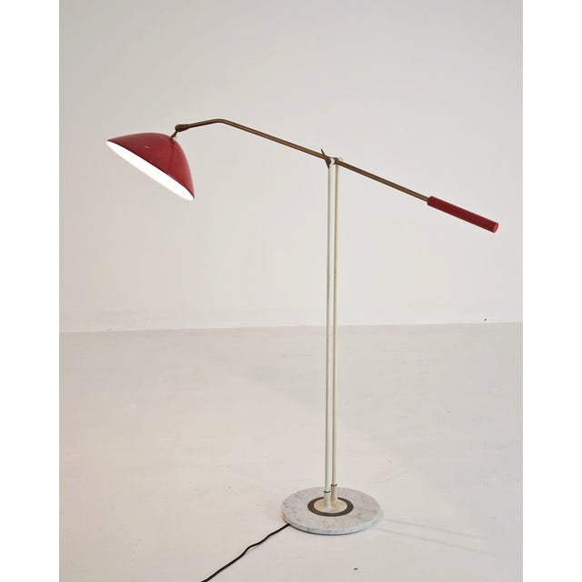 Vintage Floor Lamp in Red Marble with Brass and Metal from Stilnovo, 1950 For Sale - Image 6 of 17