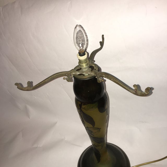 Emile Galle Signed Art Glass Lamp & Base Chairish