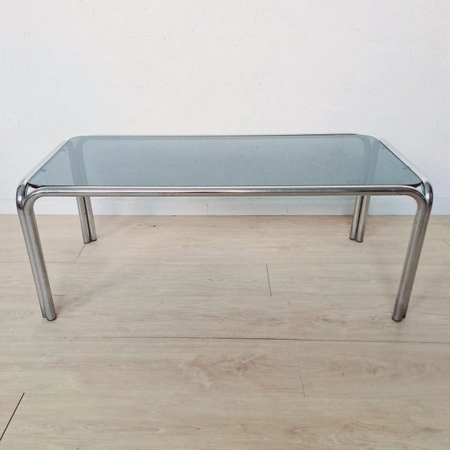 Vintage Glass Table with Chrome Tubular Frame from Soto, Spain, 1965 For Sale - Image 3 of 6