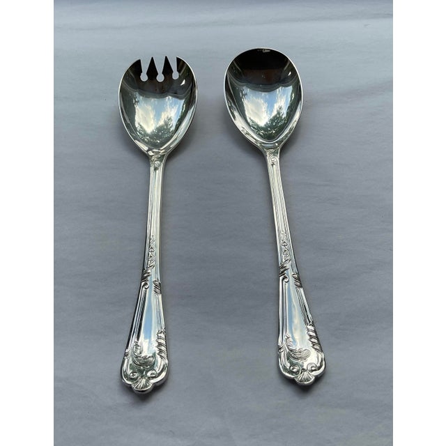 Frank Cobb & Co 1980s Silver Pair Salad Servers, Salad Spoon & Salad Fork, La Regence For Sale - Image 4 of 16