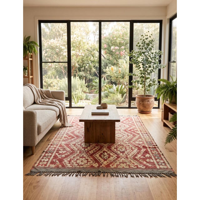 Textile Vintage Red Moroccan Rug - 9.2 X 5.5 Ft For Sale - Image 7 of 8