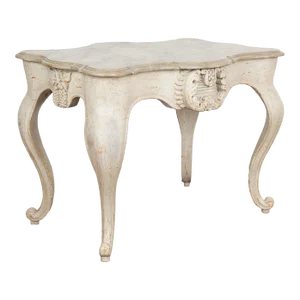 Antique Rococo Gray Painted Side Table, Italy Circa 1890