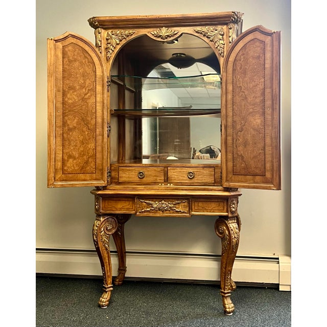 Wood Jeffco Carved Georgian Style Liquor / Bar Cabinet For Sale - Image 7 of 12