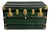 20th Century Green Wood and Metal Travel Trunk For Sale