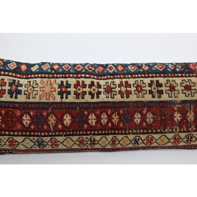 Late 19th Century Antique Caucasian Rug Pillow Cover for Moder Home Decoration -13'' X 47'' For Sale - Image 5 of 13