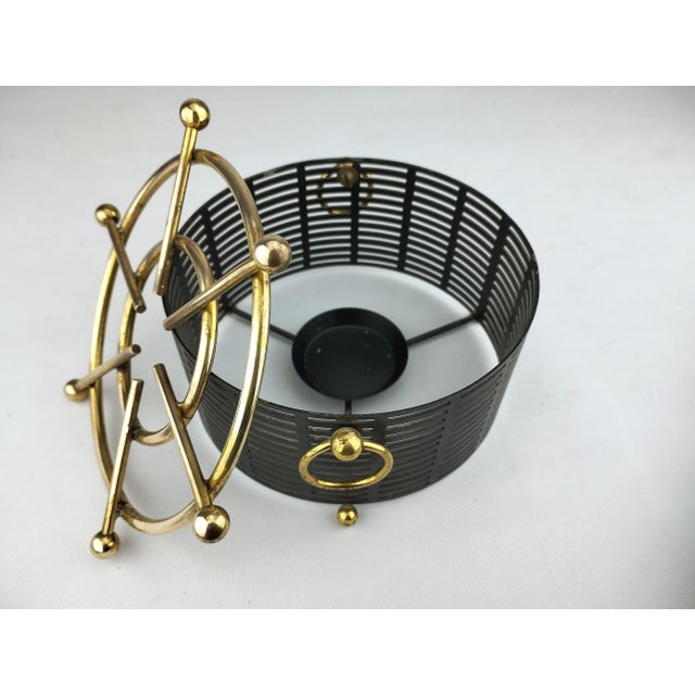 Mid 20th Century Mid-Century Modern Tea Warmer in Perforated Sheet Metal and Brass, 1950s For Sale - Image 5 of 9