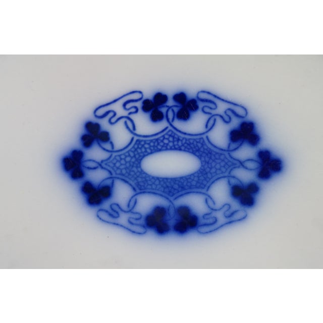 Late 19th Century Antique Victorian W. H. Grindley "Lorne" Flow Blue Oval Serving Platter For Sale - Image 5 of 14