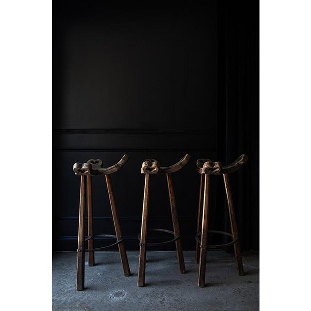 Vintage Mid-Century Spanish Brutalist Marbella Bar Stools, Set of 3 For Sale - Image 10 of 18