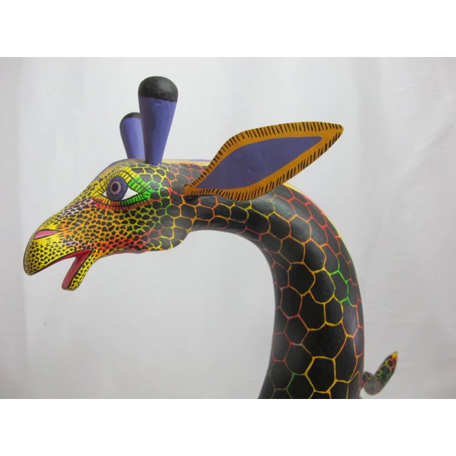Mid 20th Century Oaxacan Alebrije Hand Carved Giraffe Mexico Wood Folk Art Large Animal Figurine For Sale - Image 5 of 17
