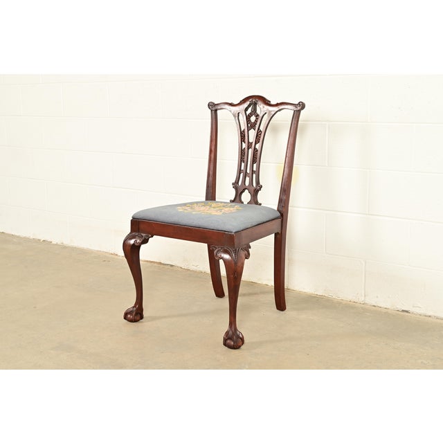English Antique Chippendale Carved Mahogany Side Chair or Dining Chair, Circa 1860s For Sale - Image 3 of 12