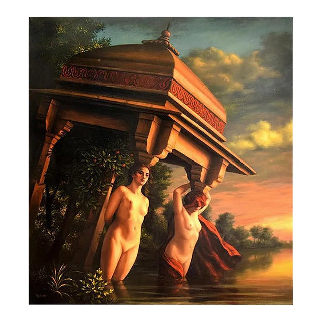 Living Caryatids - Original Oil Painting by Marco Rossati - 1985 ca. 1985 ca. For Sale