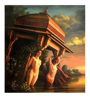 Living Caryatids - Original Oil Painting by Marco Rossati - 1985 ca. 1985 ca.