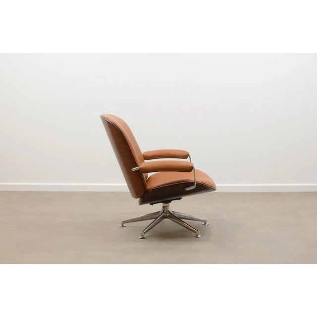 Rare lounge chair by Ico Parisi for MIM Roma (Mobili Italiani Moderni), 50s Italy. Rosewood shell with Cognac leather...
