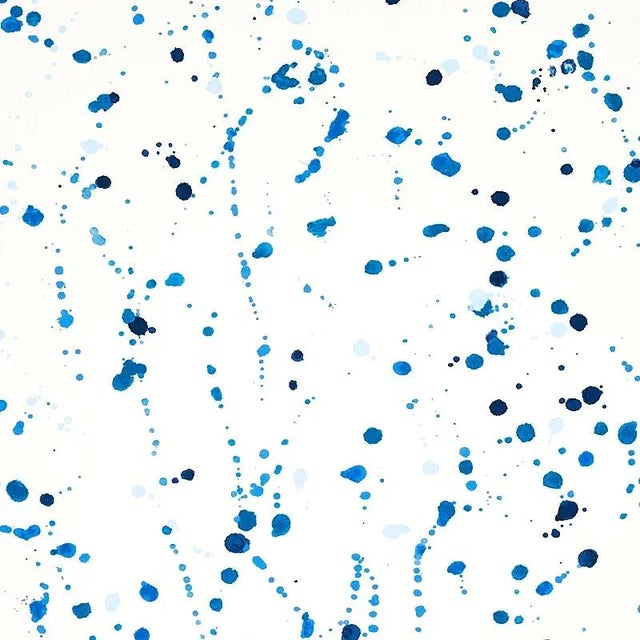 Sample- Schumacher X Porter Teleo Ink Splash Fabric in Blue For Sale