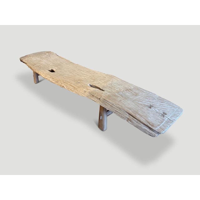 Andrianna Shamaris Impressive Organic Teak Wood Bench Or Chaise For Sale - Image 12 of 18