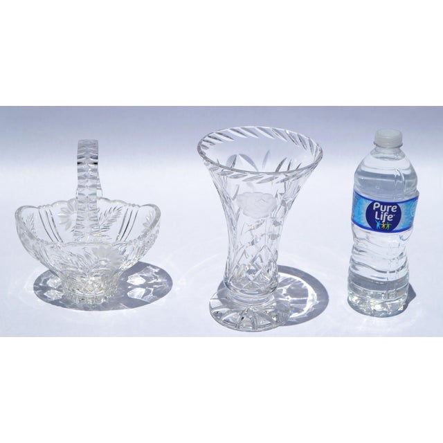 Baccarat 1960s West Germany Handmade Crystal Bride Princess Basket Etched 24% Lead Crystal Glass For Sale - Image 4 of 13