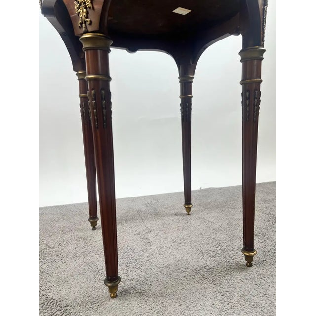 Wood 19th C French Louis XVI Mahogany & Bronze W Sèvres Style Portraits Salon Table For Sale - Image 7 of 18