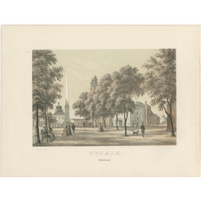 Uppsala odinslund park view, swedish tinted lithograph by a. Nay, 1877 this refined nineteenth-century tinted lithograph...