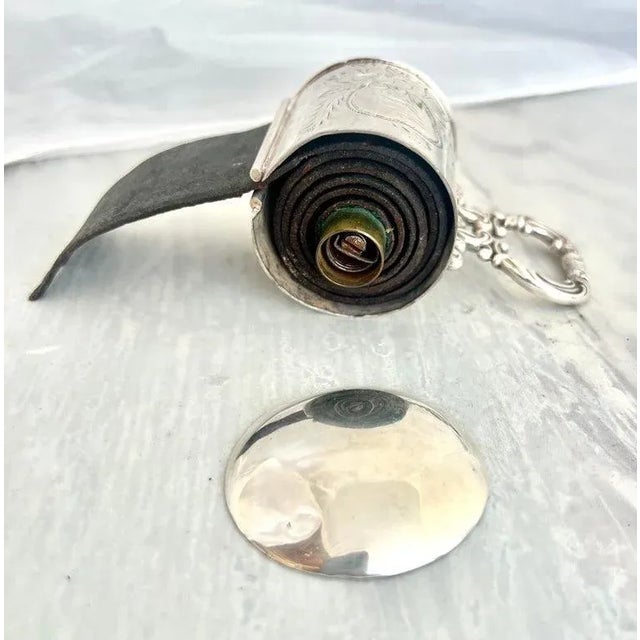 Victorian Style Retractable Razor Strap Enclosed in Silver For Sale - Image 10 of 12