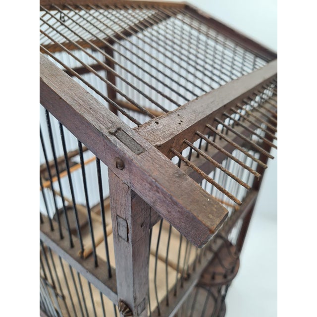 Antique Wooden Birdcage, 1920 For Sale - Image 6 of 12