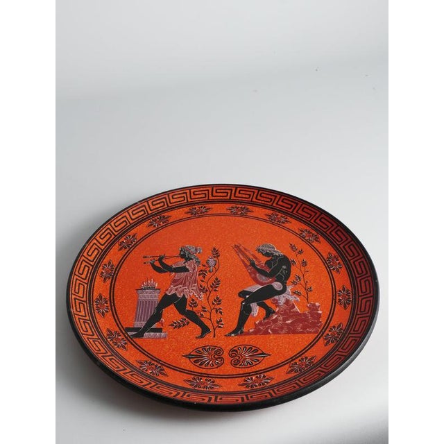 Large Greek Black-Figure Orange Terracotta Wall Plate with Classical Motif, 1970s For Sale - Image 18 of 18