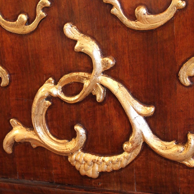 Scandinavian Rococo Walnut and Gilt Mirror For Sale - Image 9 of 12
