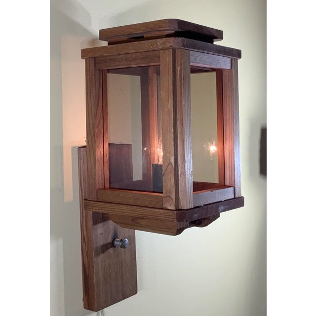 Wood Single Wood Wall Lantern For Sale - Image 7 of 12