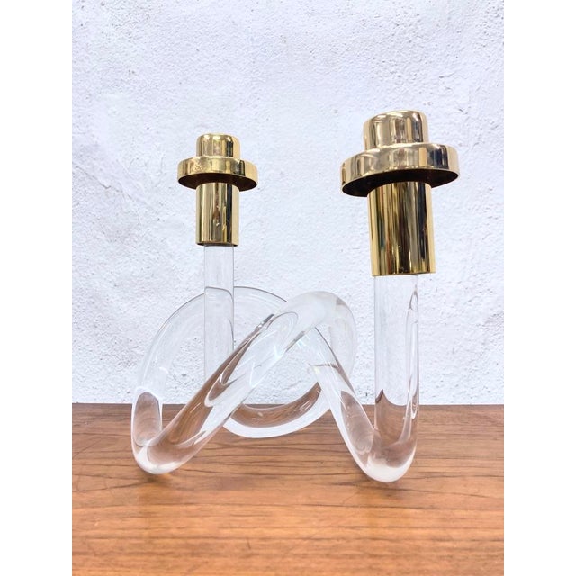 Acrylic Glass Double Candleholder by Elaine Bscheider for Dorothy Thorpe, 1960s For Sale - Image 9 of 9