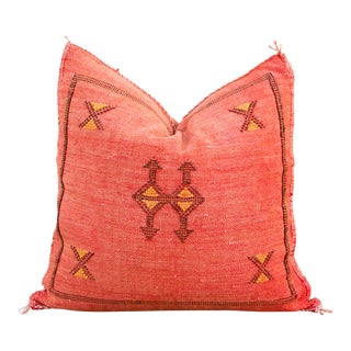 Cherry Moroccan Silk Rug Pillow For Sale