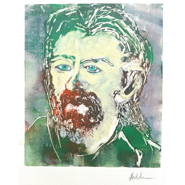Paper "Green Eyed Man With a Beard" by Listed Artist Martha Holden For Sale - Image 7 of 7