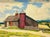 Farmhouse Mid-Century American Oil Painting of Red Barn & Silo, Signed W. Grimshaw For Sale - Image 3 of 14
