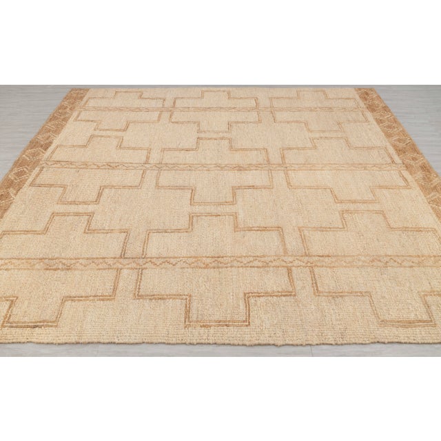 Cream 9x12Ft. Natural Cream Jute Taureg Inspired Soumek Jute Wool Hand Woven Rug For Sale - Image 8 of 12