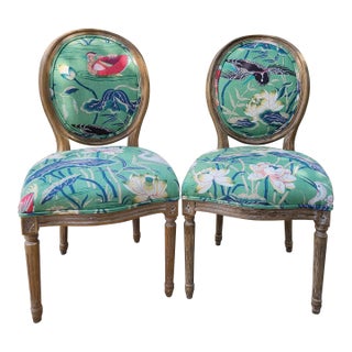 Louis XV Custom Upholstered Dining Side Chairs- a Pair For Sale