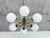 Mid-Century Modern Brass and Opaline Glass 6-Globe Chandelier, 1960s For Sale - Image 3 of 10