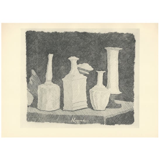 Giorgio Morandi, Still Life with White Objects on Dark Background, 1931-1957, Lithograph For Sale