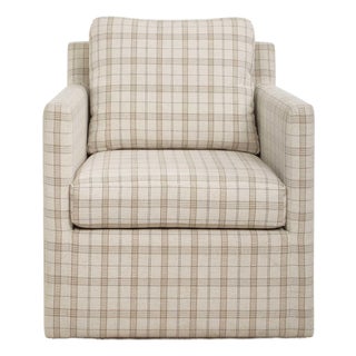 Basie Casual Linen Swivel Chair For Sale